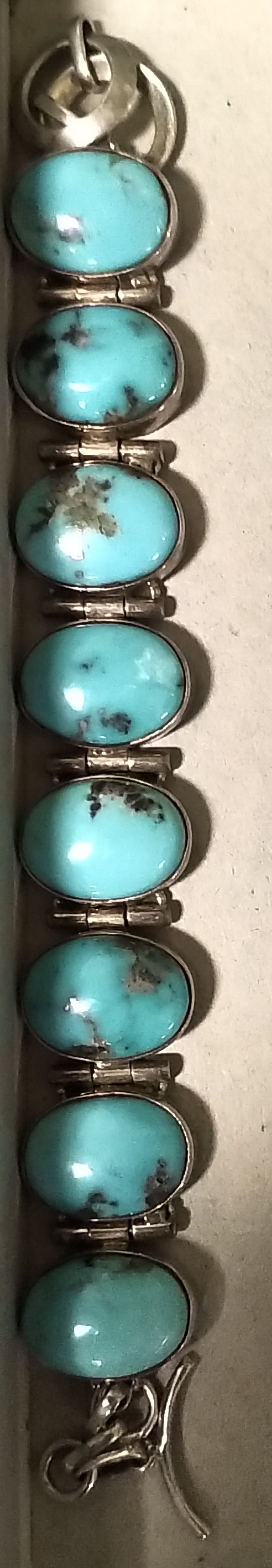 STERLING SILVER MEXICAN TURQUOISE BRACELET - APPROX. 15 CMS (LENGTH)