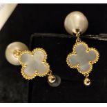 9CT MOTHER OF PEARL AND SOUTH SEA PEARL EARRINGS