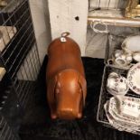 TAN LEATHER DOG STOOL 47CM (H)