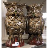 PAIR OF BEJEWELLED OWL FIGURES - 44 CMS (H)