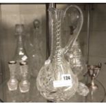 QTY OF CRYSTAL GLASS DECANTERS SOME SILVER