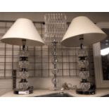 THREE GLASS TABLE LAMPS