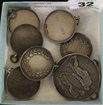 EIGHT SILVER MEDALS - APPROX. 4 ozs