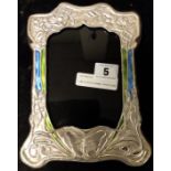 HM SILVER & ENAMEL PHOTO FRAME - 21 X 16 CMS