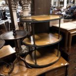 VINTAGE FRENCH BRASS & WALNUT 3 TIER GALLERY TABLE