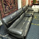 THREE SEATER & TWO SEATER ASHLEY MANOR RECLINER SOFAS - BLACK & GREY LEATHER - BOTH ELECTRIC