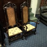 PAIR OF OAK HIGHBACK CHAIRS