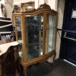 WALNUT DISPLAY CABINET WITH ETCHED GLASS