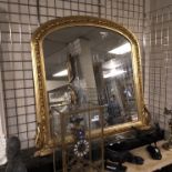 GILT WOOD OVERMANTLE MIRROR 107CM (W) X 120CM (H)