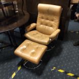 EKORNE LEATHER RECLINER CHAIR WITH FOOTSTOOL