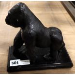 BRONZE GORILLA ON MARBLE BASE - APPROX. 19 CMS (H)