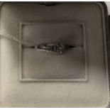 PLATINUM DIAMOND & TOPAZ RING - APPROX 0.50CT WITH CERTIFICATE - SIZE J