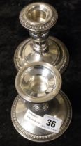 PAIR LARGE STERLING SILVER CANDLESTICKS - 12 CMS (D)