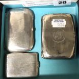 THREE HM SILVER CASES - 1 CIGARETTE CASE - APPROX. 5 ozs