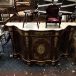 MARBLE TOP BRONZE MOUNTED CREDENZA