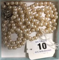 TWO ROW PEARL NECKLACE - 18'' WITH SILVER CLASP