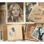 SELECTION OF VARIOUS EPHEMERA INCLUDING PRINT PHOTOS OF FILM STARS