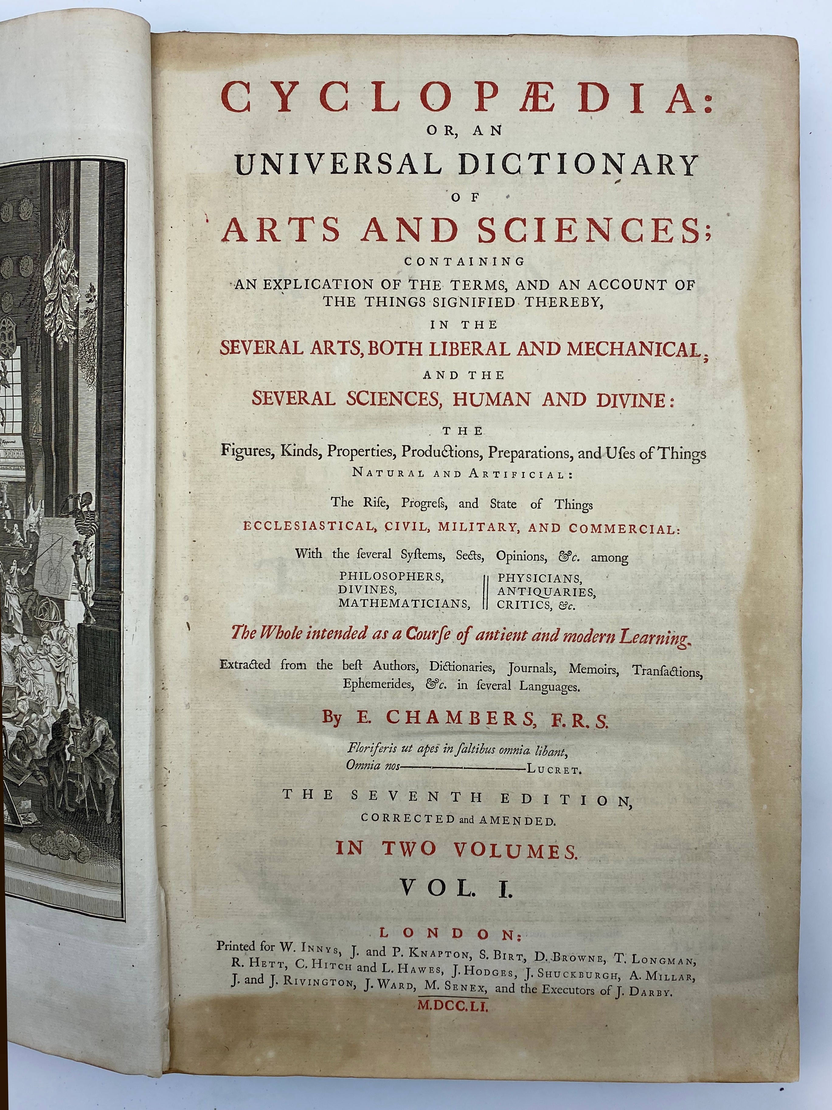 1751 CYCLOPEDIA OR AN UNIVERSAL DICTIONARY OF ARTS AND SCIENCES IN TWO VOLUMES BY E. CHAMBERS F.R.S - Image 4 of 11