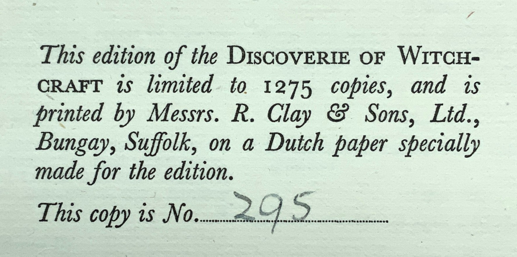 1930 THE DISCOVERIE OF WITCHCRAFT BY REGINALD SCOT WITH AN INTRODUCTION BY THE REV. MONTAGUE SUMMERS - Image 3 of 9