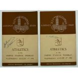 TWO SIGNED PROGRAMMES FROM XIV OLYMPIAD LONDON 1948 & TWO TICKETS