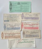 CHEQUES FROM AUSTRALIA & TASMANIA (8) FROM 1886