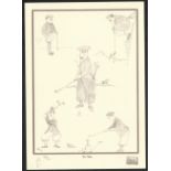 TEA TIME 1970s W. HEATH ROBINSON LIMITED EDITION PRINT FROM HUMOURS OF GOLF