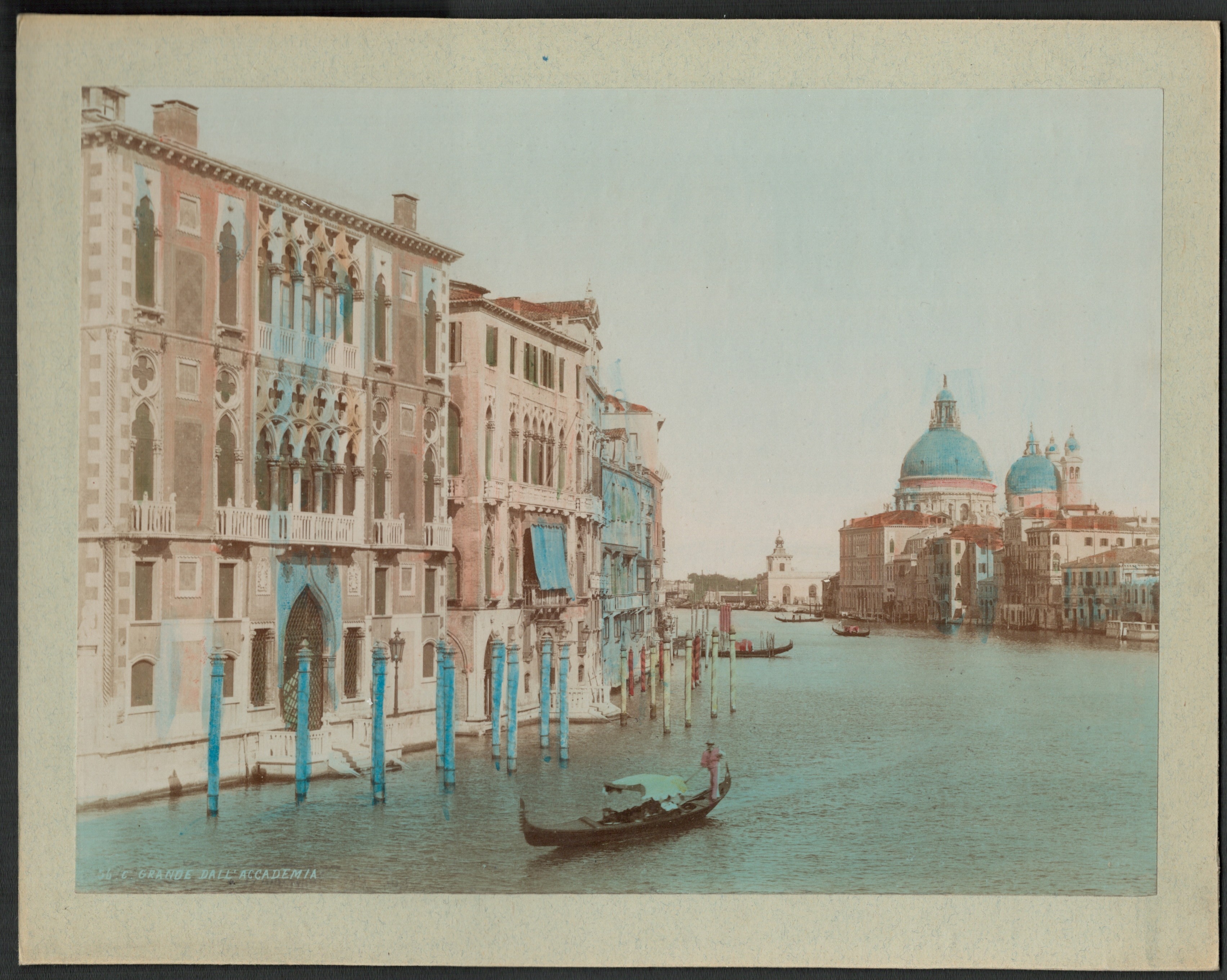 EARLY PHOTOGRAPH ON CARD OF GRANDE DALL ACCADEMIA VENICE (1908)