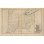 MAP OF THE STATES OF INDIANA AND OHIO WITH PART OF MICHIGAN TERRITORY ENG BY FENNER SEATS & CO c1842