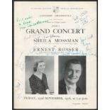 FIVE STANDARD KOLSTER SOCIAL & ATHLETIC CLUB CONCERT ORCHESTRA PROGRAMMES (THREE SIGNED) A/F