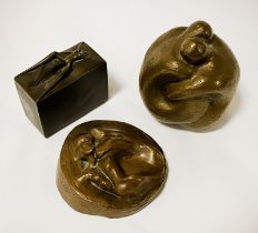 THREE BRONZED ABSTRACT SCULPTURES