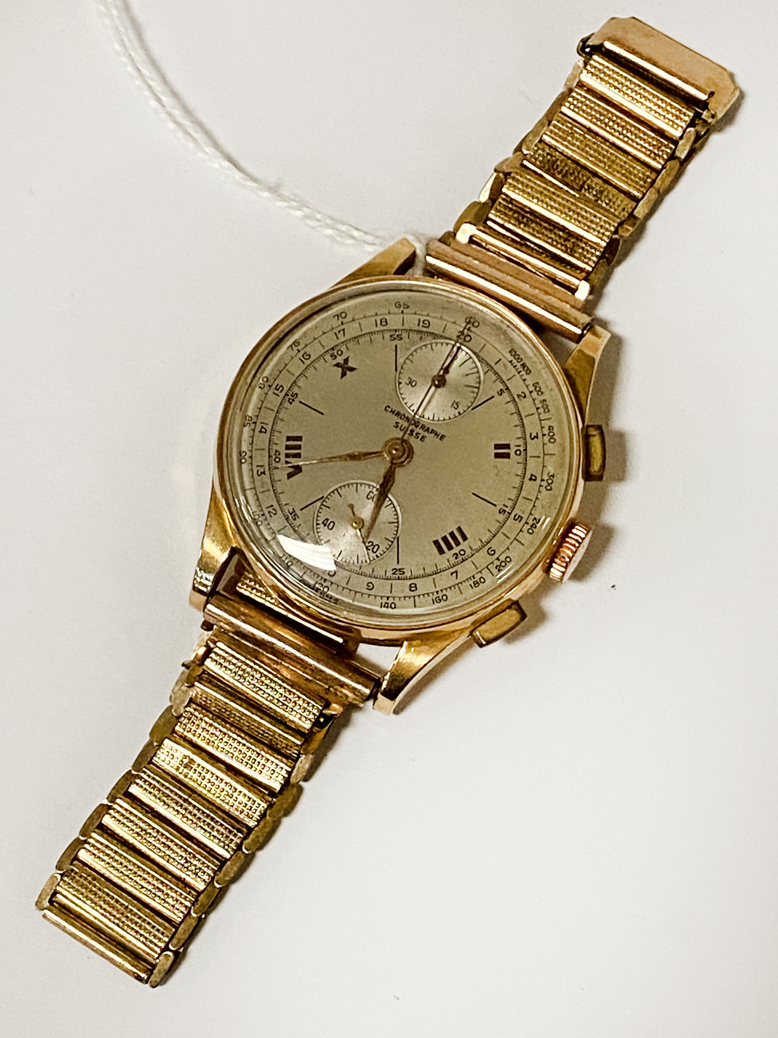 18CT GOLD CASED SWISS CHRONOGRAPH