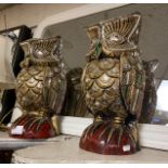 PAIR OF BEJEWELLED OWL FIGURES - 44 CMS (H)