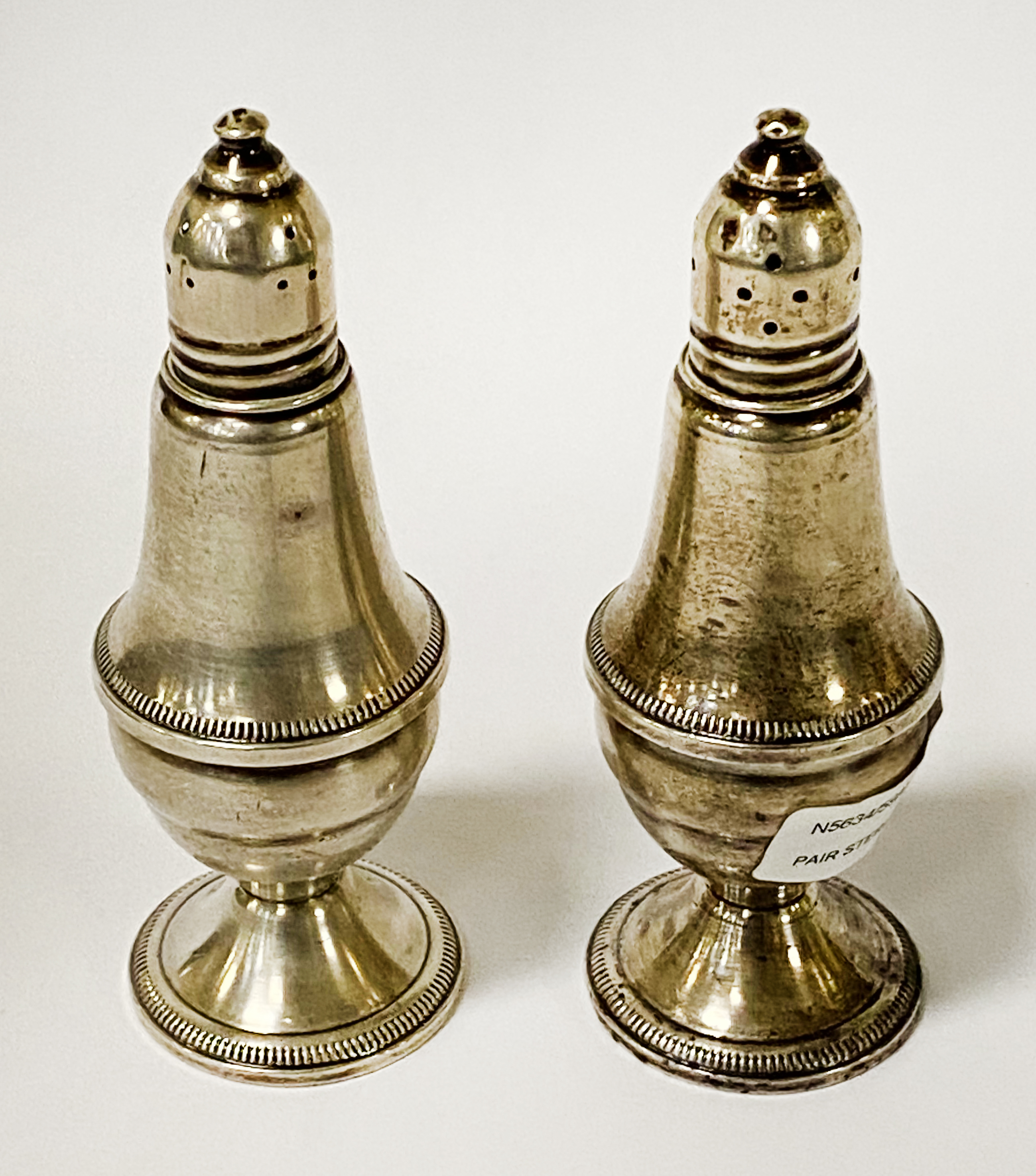 PAIR STERLING SILVER SALT & PEPPER POTS