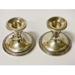 PAIR OF STERLING SILVER CANDLESTICKS - 8 CMS (H) APPROX