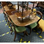 REGENCY STYLE DINING TABLE & 8 BALLOON BACK CHAIRS