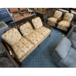 THREE PIECE BERGERE SUITE A/F - ONE CHAIR SLIGHT DAMAGE