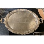 LARGE SILVER PLATED GRAPEVINE TRAY - 76CM (H) X 50CM (W) APPROX