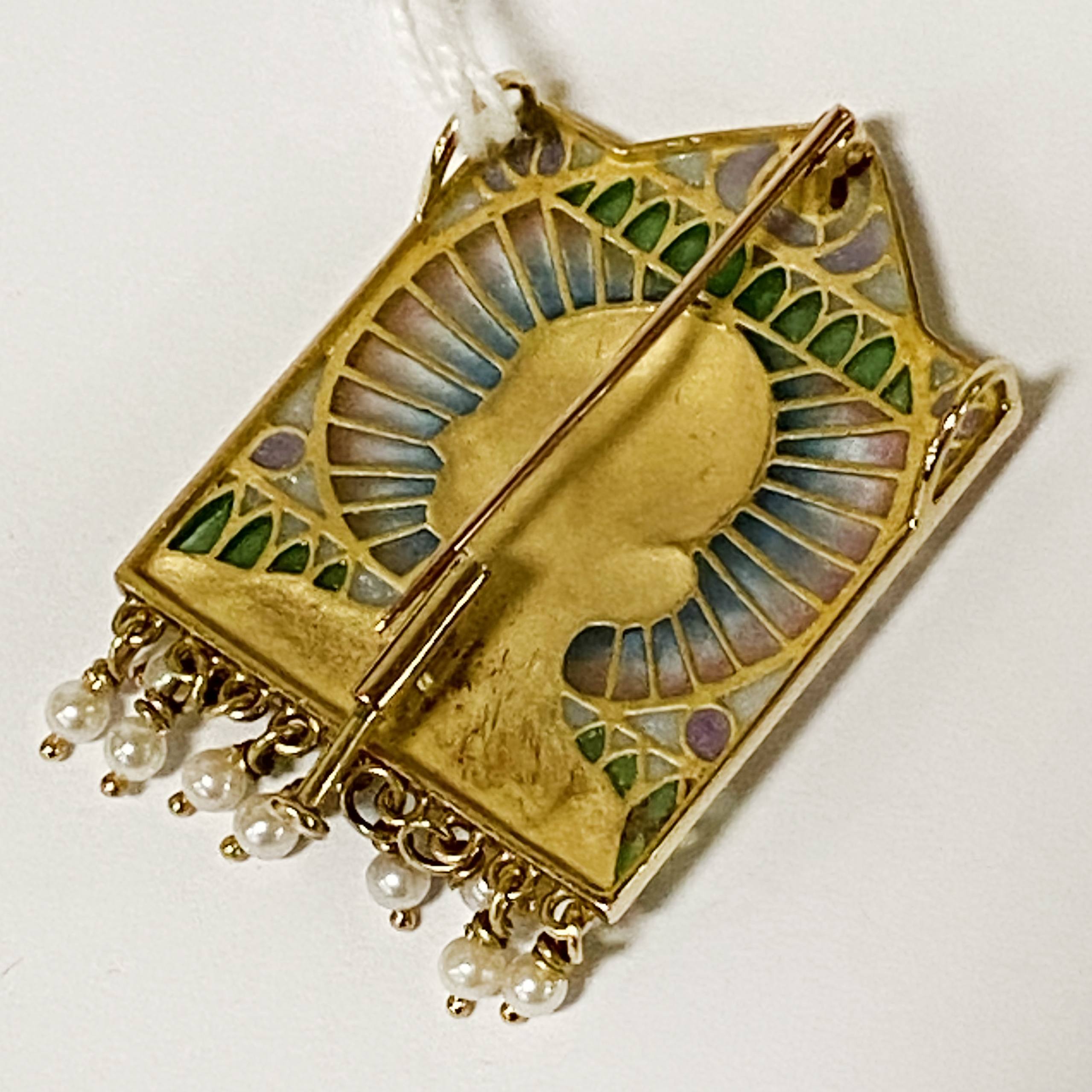 18CT SPANISH GOLD/DIAMOND/SEED PEARL & ENAMEL PENDANT POSSIBLY IN THE STYLE OF MASRIERA - 11.1 GRAMS - Image 2 of 2