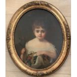 MID 19THC OIL ON CANVAS - PORTRAIT OF YOUNG GIRL 50CM X 62CM - ORIGINAL CONDITION, NO OBVIOUS