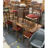 OAK REFECTORY TABLE & EIGHT CHAIRS