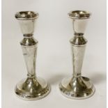 PAIR OF STERLING SILVER CANDLESTICKS - APPROX 12 CMS (H)