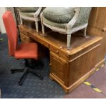 PINE LEATHER TOP DESK & CHAIR