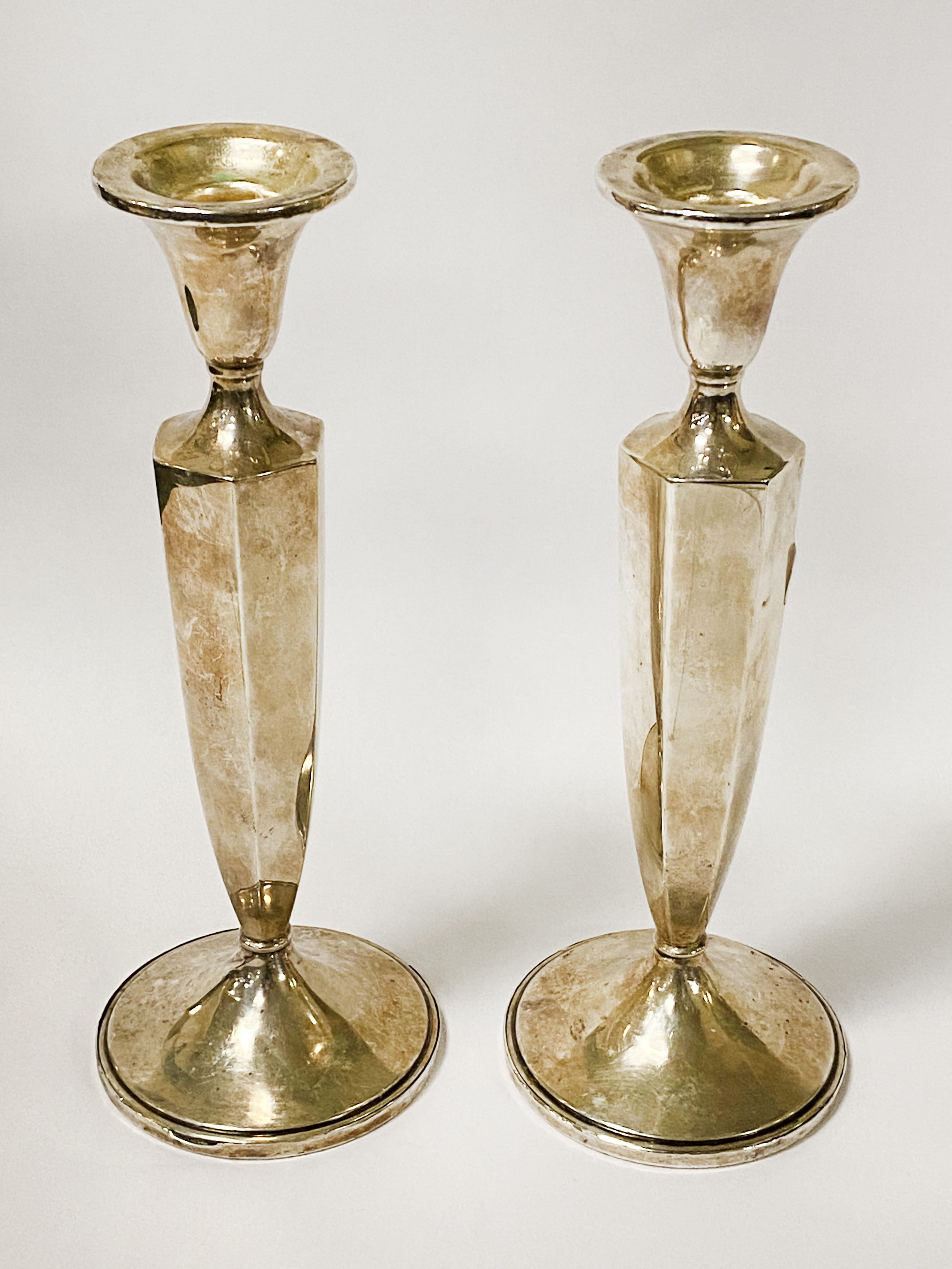 PAIR OF TALL STERLING SILVER CANDLESTICKS - APPROX 25 CMS (H)