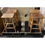 4 EARLY WOODEN STOOLS