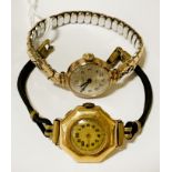 9CT GOLD CASED LADIES WATCH WITH 1 OTHER