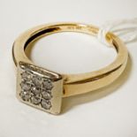 18CT GOLD 9 STONE DIAMOND CLUSTER RING - SIZE M - 3.9 GRAMS APPROX