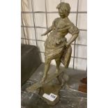 SIGNED 19THC BRONZE GIRL 36CMS (H) APPROX