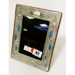 HM SILVER & ENAMEL PHOTO FRAME - 19 X 15 CMS