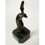 BRONZE ABSTRACT HARE ON MARBLE BASE