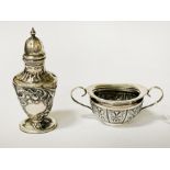 PAIR OF STERLING SILVER EMBOSSED CONDIMENTS - 3 ozs APPROX